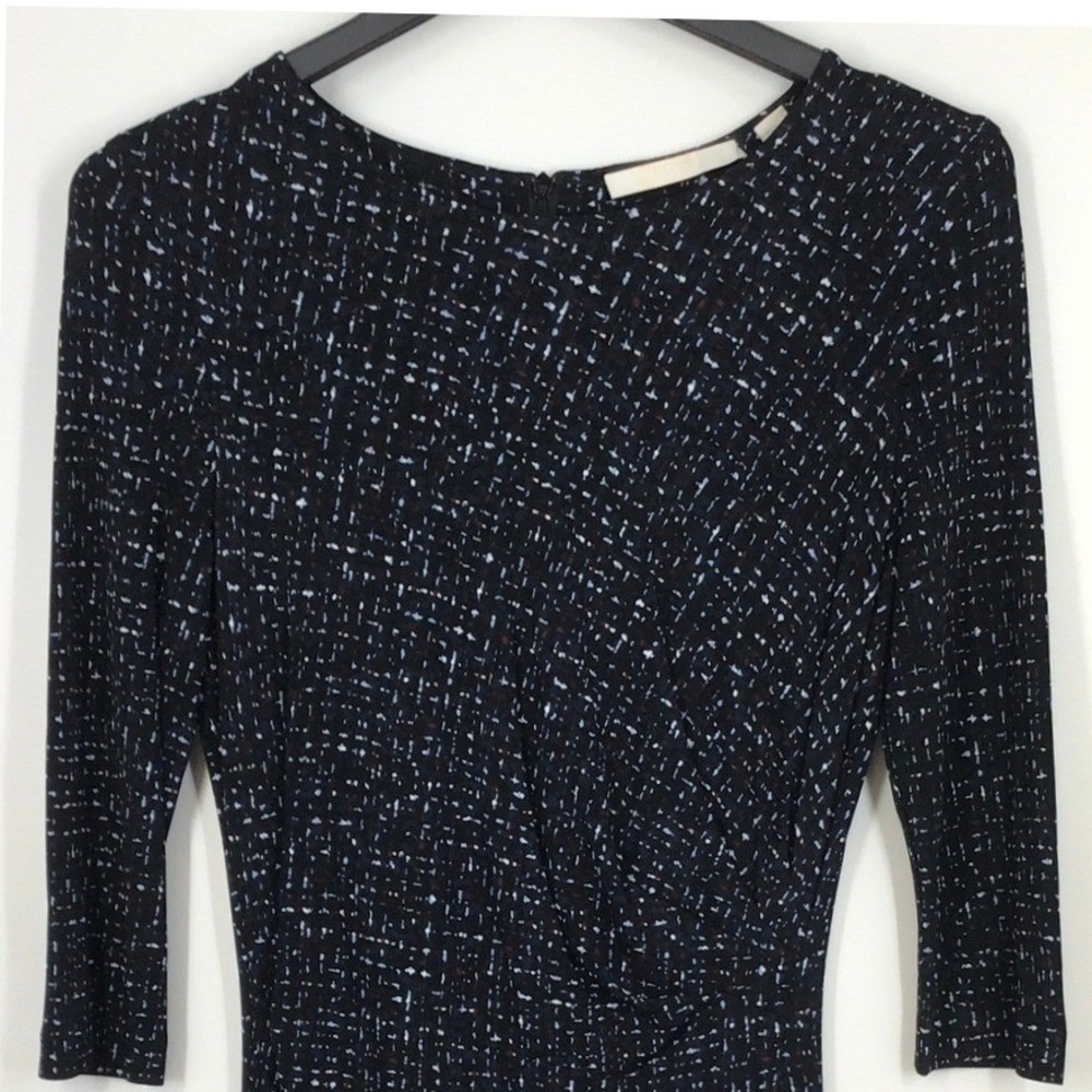 Hugo Boss XS Multicolor Abstract Speckle Stretch Dress 3/4 Sleeve Back Zip Lined